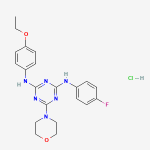 molecular formula C21H24ClFN6O2 B2711003 N2-(4-ethoxyphenyl)-N4-(4-fluorophenyl)-6-(morpholin-4-yl)-1,3,5-triazine-2,4-diamine hydrochloride CAS No. 1179477-32-7