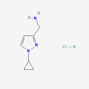 molecular formula C7H12ClN3 B2711014 (1-Cyclopropylpyrazol-3-yl)methanamine CAS No. 2391987-09-8