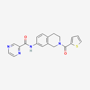 molecular formula C19H16N4O2S B2711016 N-(2-(thiophene-2-carbonyl)-1,2,3,4-tetrahydroisoquinolin-7-yl)pyrazine-2-carboxamide CAS No. 1207053-56-2