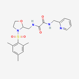 molecular formula C21H26N4O5S B2711154 N1-((3-(mesitylsulfonyl)oxazolidin-2-yl)methyl)-N2-(pyridin-2-ylmethyl)oxalamide CAS No. 868982-81-4