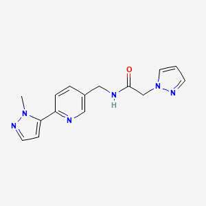 molecular formula C15H16N6O B2711161 N-((6-(1-methyl-1H-pyrazol-5-yl)pyridin-3-yl)methyl)-2-(1H-pyrazol-1-yl)acetamide CAS No. 2034613-57-3