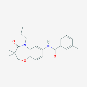 molecular formula C22H26N2O3 B2711163 N-(3,3-dimethyl-4-oxo-5-propyl-2,3,4,5-tetrahydro-1,5-benzoxazepin-7-yl)-3-methylbenzamide CAS No. 921522-11-4