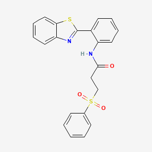 molecular formula C22H18N2O3S2 B2711166 3-(benzenesulfonyl)-N-[2-(1,3-benzothiazol-2-yl)phenyl]propanamide CAS No. 868676-47-5