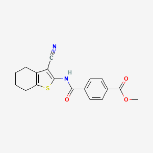 molecular formula C18H16N2O3S B2711168 Methyl 4-[(3-cyano-4,5,6,7-tetrahydro-1-benzothiophen-2-yl)carbamoyl]benzoate CAS No. 476326-71-3