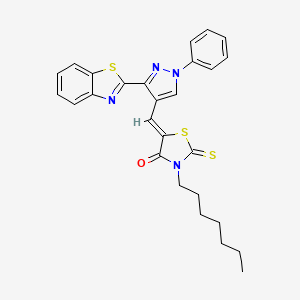 (Z)-5-((3-(benzo[d]thiazol-2-yl)-1-phenyl-1H-pyrazol-4-yl)methylene)-3-heptyl-2-thioxothiazolidin-4-one