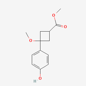 molecular formula C13H16O4 B2711172 Methyl 3-(4-hydroxyphenyl)-3-methoxycyclobutane-1-carboxylate CAS No. 2172536-86-4