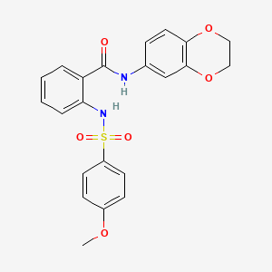 molecular formula C22H20N2O6S B2711183 N-(2,3-dihydro-1,4-benzodioxin-6-yl)-2-(4-methoxybenzenesulfonamido)benzamide CAS No. 853697-39-9