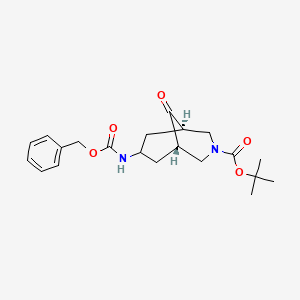 molecular formula C21H28N2O5 B2711195 tert-Butyl (1R,5S,7s)-7-(((benzyloxy)carbonyl)amino)-9-oxo-3-azabicyclo[3.3.1]nonane-3-carboxylate CAS No. 1638643-12-5