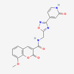 8-methoxy-2-oxo-N-((3-(2-oxo-1,2-dihydropyridin-4-yl)-1,2,4-oxadiazol-5-yl)methyl)-2H-chromene-3-carboxamide