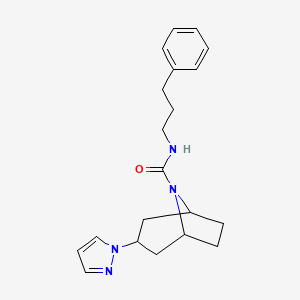 molecular formula C20H26N4O B2711232 N-(3-phenylpropyl)-3-(1H-pyrazol-1-yl)-8-azabicyclo[3.2.1]octane-8-carboxamide CAS No. 2309190-24-5
