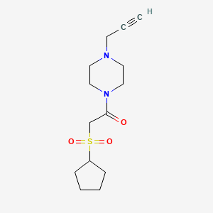 molecular formula C14H22N2O3S B2711241 2-Cyclopentylsulfonyl-1-(4-prop-2-ynylpiperazin-1-yl)ethanone CAS No. 1385320-26-2
