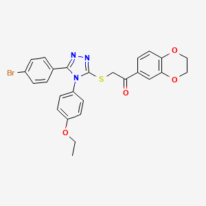 molecular formula C26H22BrN3O4S B2711250 2-{[5-(4-bromophenyl)-4-(4-ethoxyphenyl)-4H-1,2,4-triazol-3-yl]sulfanyl}-1-(2,3-dihydro-1,4-benzodioxin-6-yl)ethanone CAS No. 397291-42-8