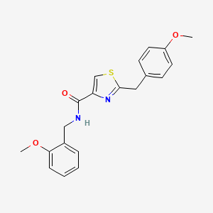 molecular formula C20H20N2O3S B2711253 N-[(2-methoxyphenyl)methyl]-2-[(4-methoxyphenyl)methyl]-1,3-thiazole-4-carboxamide CAS No. 478030-64-7