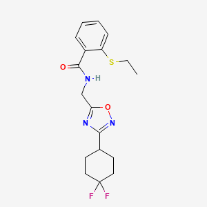 molecular formula C18H21F2N3O2S B2711287 N-((3-(4,4-difluorocyclohexyl)-1,2,4-oxadiazol-5-yl)methyl)-2-(ethylthio)benzamide CAS No. 2034464-05-4