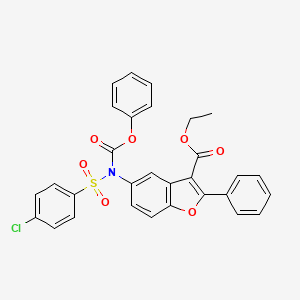 molecular formula C30H22ClNO7S B2711289 ethyl 5-[N-(phenoxycarbonyl)4-chlorobenzenesulfonamido]-2-phenyl-1-benzofuran-3-carboxylate CAS No. 448214-56-0