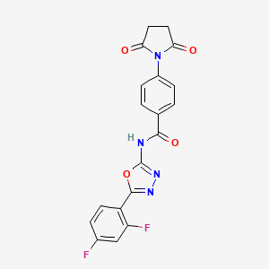 molecular formula C19H12F2N4O4 B2711360 N-[5-(2,4-difluorophenyl)-1,3,4-oxadiazol-2-yl]-4-(2,5-dioxopyrrolidin-1-yl)benzamide CAS No. 1170020-32-2
