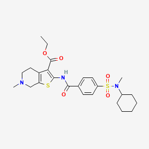 molecular formula C25H33N3O5S2 B2711380 ethyl 2-{4-[cyclohexyl(methyl)sulfamoyl]benzamido}-6-methyl-4H,5H,6H,7H-thieno[2,3-c]pyridine-3-carboxylate CAS No. 449766-92-1