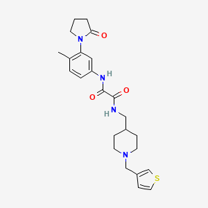 molecular formula C24H30N4O3S B2711397 N-[4-methyl-3-(2-oxopyrrolidin-1-yl)phenyl]-N'-({1-[(thiophen-3-yl)methyl]piperidin-4-yl}methyl)ethanediamide CAS No. 1324548-39-1