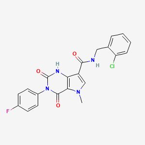 molecular formula C21H16ClFN4O3 B2711422 N-(2-chlorobenzyl)-3-(4-fluorophenyl)-5-methyl-2,4-dioxo-2,3,4,5-tetrahydro-1H-pyrrolo[3,2-d]pyrimidine-7-carboxamide CAS No. 923114-39-0