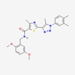 molecular formula C25H27N5O3S B2711439 N-[(2,5-dimethoxyphenyl)methyl]-2-[1-(3,4-dimethylphenyl)-5-methyl-1H-1,2,3-triazol-4-yl]-4-methyl-1,3-thiazole-5-carboxamide CAS No. 1226448-40-3