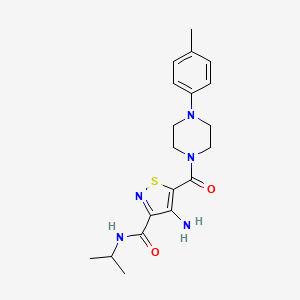 molecular formula C19H25N5O2S B2711446 4-amino-5-[4-(4-methylphenyl)piperazine-1-carbonyl]-N-(propan-2-yl)-1,2-thiazole-3-carboxamide CAS No. 1286704-37-7