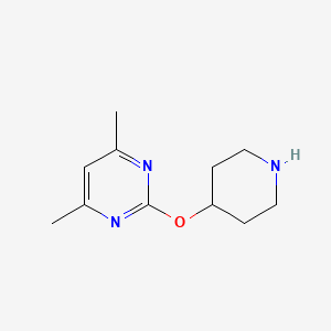 molecular formula C11H17N3O B2711464 4,6-Dimethyl-2-(piperidin-4-yloxy)pyrimidine CAS No. 1250663-26-3