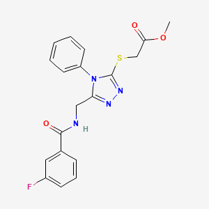 molecular formula C19H17FN4O3S B2711470 methyl 2-[(5-{[(3-fluorophenyl)formamido]methyl}-4-phenyl-4H-1,2,4-triazol-3-yl)sulfanyl]acetate CAS No. 689748-04-7
