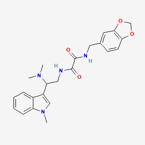 molecular formula C23H26N4O4 B2711489 N'-[(2H-1,3-benzodioxol-5-yl)methyl]-N-[2-(dimethylamino)-2-(1-methyl-1H-indol-3-yl)ethyl]ethanediamide CAS No. 1091422-11-5