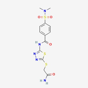 molecular formula C13H15N5O4S3 B2711505 N-(5-((2-amino-2-oxoethyl)thio)-1,3,4-thiadiazol-2-yl)-4-(N,N-dimethylsulfamoyl)benzamide CAS No. 868976-89-0