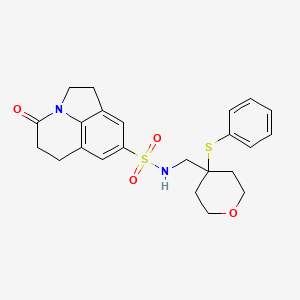 B2711522 4-oxo-N-((4-(phenylthio)tetrahydro-2H-pyran-4-yl)methyl)-2,4,5,6-tetrahydro-1H-pyrrolo[3,2,1-ij]quinoline-8-sulfonamide CAS No. 1797578-19-8