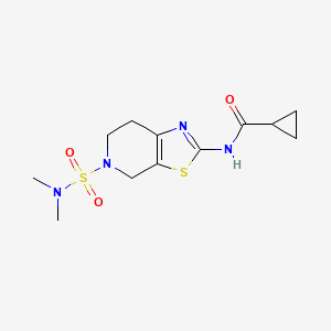 molecular formula C12H18N4O3S2 B2711567 N-(5-(N,N-dimethylsulfamoyl)-4,5,6,7-tetrahydrothiazolo[5,4-c]pyridin-2-yl)cyclopropanecarboxamide CAS No. 1351617-52-1