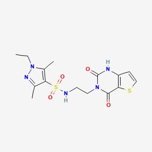 molecular formula C15H19N5O4S2 B2711574 N-(2-(2,4-dioxo-1,2-dihydrothieno[3,2-d]pyrimidin-3(4H)-yl)ethyl)-1-ethyl-3,5-dimethyl-1H-pyrazole-4-sulfonamide CAS No. 1903716-56-2