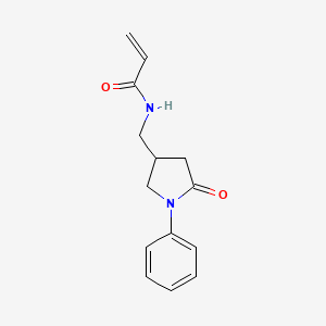 molecular formula C14H16N2O2 B2711581 N-[(5-Oxo-1-phenylpyrrolidin-3-yl)methyl]prop-2-enamide CAS No. 2305451-08-3