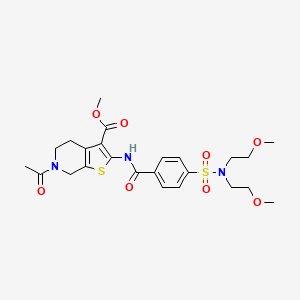 molecular formula C24H31N3O8S2 B2711582 methyl 6-acetyl-2-(4-(N,N-bis(2-methoxyethyl)sulfamoyl)benzamido)-4,5,6,7-tetrahydrothieno[2,3-c]pyridine-3-carboxylate CAS No. 449769-23-7
