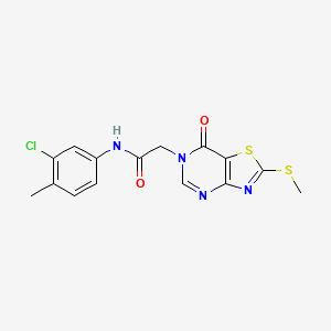 molecular formula C15H13ClN4O2S2 B2711583 N-(3-chloro-4-methylphenyl)-2-[2-(methylsulfanyl)-7-oxo-6H,7H-[1,3]thiazolo[4,5-d]pyrimidin-6-yl]acetamide CAS No. 1114902-47-4