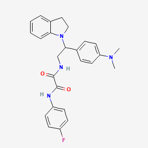 molecular formula C26H27FN4O2 B2711657 N1-(2-(4-(dimethylamino)phenyl)-2-(indolin-1-yl)ethyl)-N2-(4-fluorophenyl)oxalamide CAS No. 900006-32-8