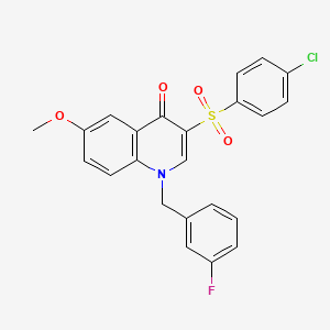 molecular formula C23H17ClFNO4S B2711738 3-(4-chlorobenzenesulfonyl)-1-[(3-fluorophenyl)methyl]-6-methoxy-1,4-dihydroquinolin-4-one CAS No. 866810-23-3