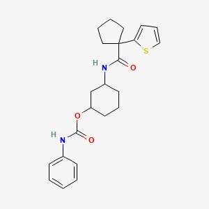 3-(1-(Thiophen-2-yl)cyclopentanecarboxamido)cyclohexyl phenylcarbamate