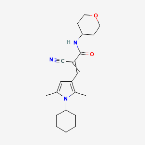 2-cyano-3-(1-cyclohexyl-2,5-dimethyl-1H-pyrrol-3-yl)-N-(oxan-4-yl)prop-2-enamide