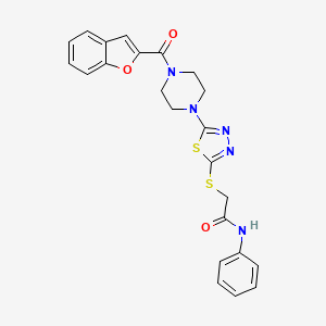 2-((5-(4-(benzofuran-2-carbonyl)piperazin-1-yl)-1,3,4-thiadiazol-2-yl)thio)-N-phenylacetamide