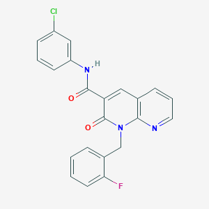 molecular formula C22H15ClFN3O2 B2711793 N-(3-chlorophenyl)-1-[(2-fluorophenyl)methyl]-2-oxo-1,2-dihydro-1,8-naphthyridine-3-carboxamide CAS No. 1005306-70-6