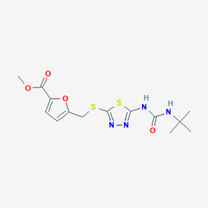 molecular formula C14H18N4O4S2 B2711803 methyl 5-[({5-[(tert-butylcarbamoyl)amino]-1,3,4-thiadiazol-2-yl}sulfanyl)methyl]furan-2-carboxylate CAS No. 898462-32-3