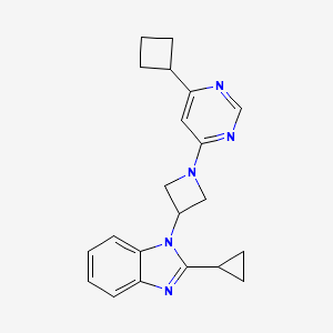 molecular formula C21H23N5 B2711805 1-[1-(6-cyclobutylpyrimidin-4-yl)azetidin-3-yl]-2-cyclopropyl-1H-1,3-benzodiazole CAS No. 2379994-95-1