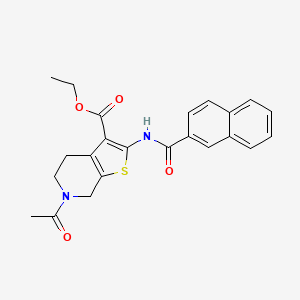 molecular formula C23H22N2O4S B2711818 ethyl 6-acetyl-2-(naphthalene-2-amido)-4H,5H,6H,7H-thieno[2,3-c]pyridine-3-carboxylate CAS No. 921110-00-1