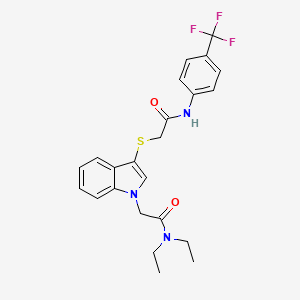 molecular formula C23H24F3N3O2S B2711824 N,N-diethyl-2-{3-[({[4-(trifluoromethyl)phenyl]carbamoyl}methyl)sulfanyl]-1H-indol-1-yl}acetamide CAS No. 877658-15-6