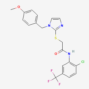 molecular formula C20H17ClF3N3O2S B2711825 N-[2-chloro-5-(trifluoromethyl)phenyl]-2-({1-[(4-methoxyphenyl)methyl]-1H-imidazol-2-yl}sulfanyl)acetamide CAS No. 869346-66-7