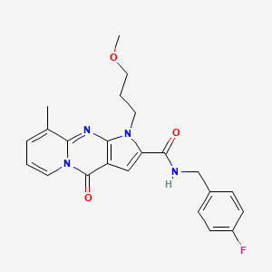 molecular formula C23H23FN4O3 B2711834 N-(4-fluorobenzyl)-1-(3-methoxypropyl)-9-methyl-4-oxo-1,4-dihydropyrido[1,2-a]pyrrolo[2,3-d]pyrimidine-2-carboxamide CAS No. 900894-27-1
