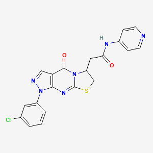 molecular formula C20H15ClN6O2S B2711844 2-[6-(3-chlorophenyl)-2-oxo-10-thia-1,5,6,8-tetraazatricyclo[7.3.0.0^{3,7}]dodeca-3(7),4,8-trien-12-yl]-N-(pyridin-4-yl)acetamide CAS No. 952836-94-1