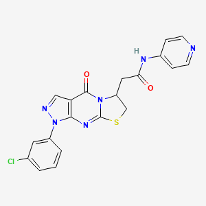 2-[6-(3-Chlorophenyl)-2-oxo-10-thia-1,5,6,8-tetrazatricyclo[7.3.0.03,7]dodeca-3(7),4,8-trien-12-yl]-N-pyridin-4-ylacetamide