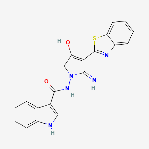 molecular formula C20H15N5O2S B2711876 N-[5-amino-4-(1,3-benzothiazol-2-yl)-3-oxo-2H-pyrrol-1-yl]-1H-indole-3-carboxamide 